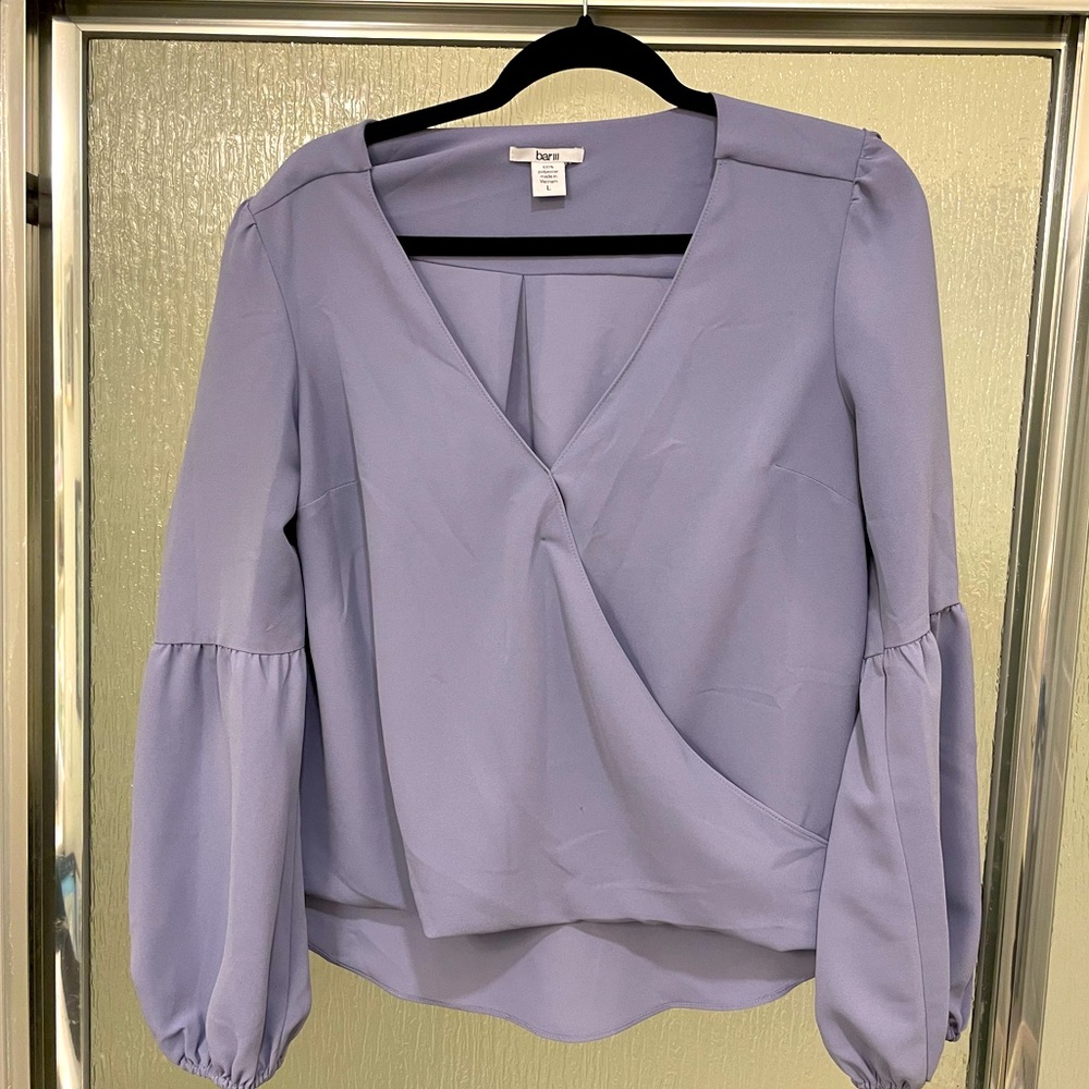 Purple Balloon Sleeve Blouse